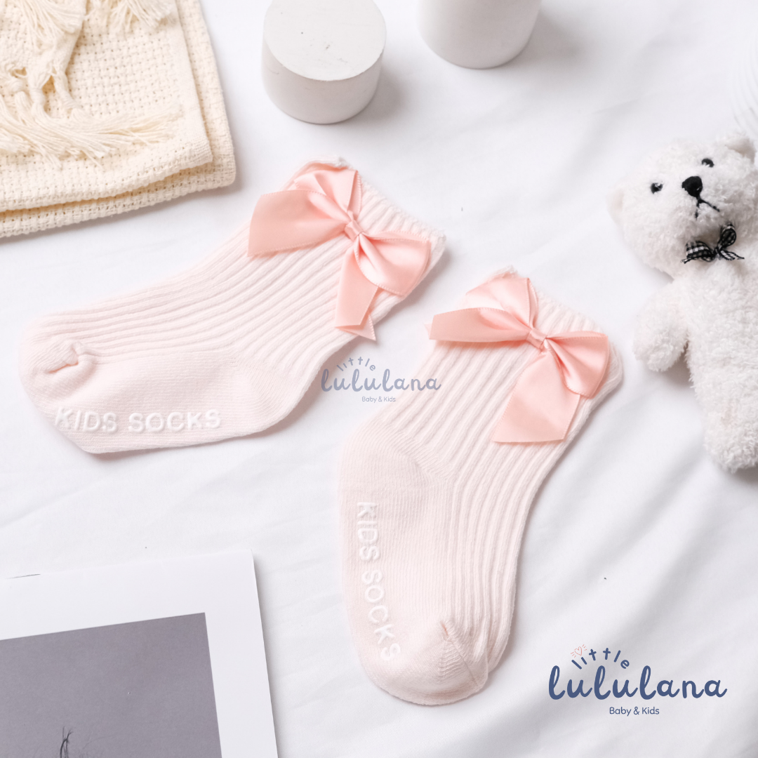 Kaos Kaki Newborn Motif BOW Anti Slip Unisex Sepatu Anak Bayi 3D