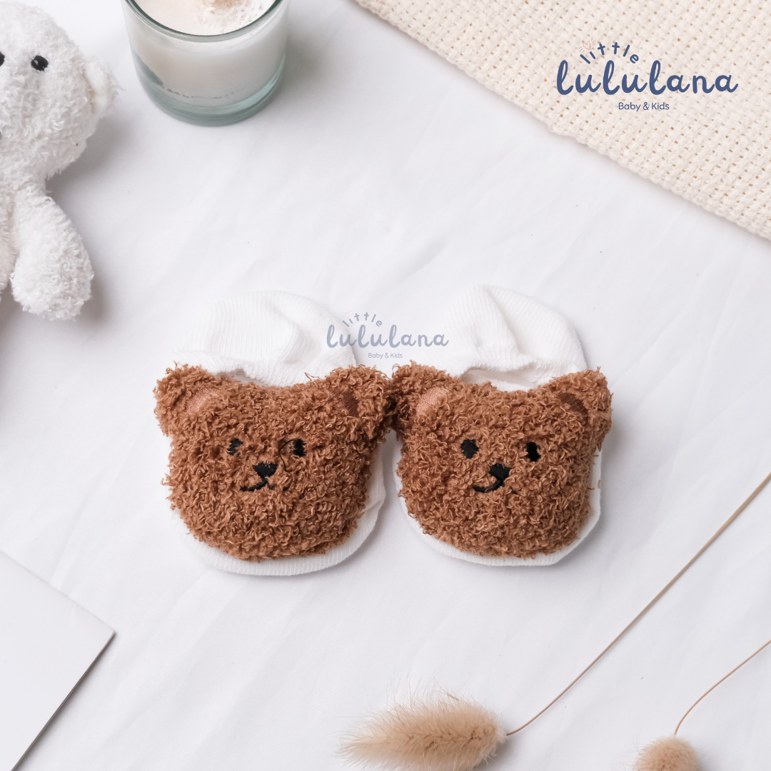 Kaos Kaki Newborn Motif LITTLE BEAR Anti Slip Unisex Sepatu Anak Bayi 3D