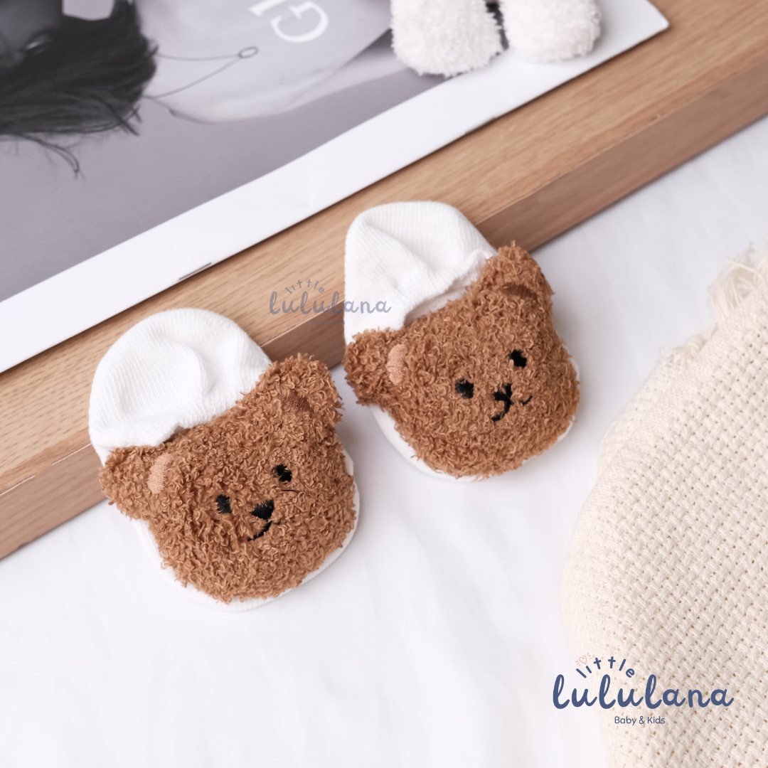 Kaos Kaki Newborn Motif LITTLE BEAR Anti Slip Unisex Sepatu Anak Bayi 3D