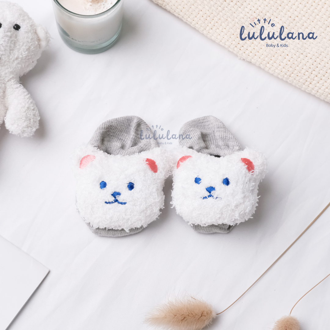 Kaos Kaki Newborn Motif LITTLE BEAR Anti Slip Unisex Sepatu Anak Bayi 3D