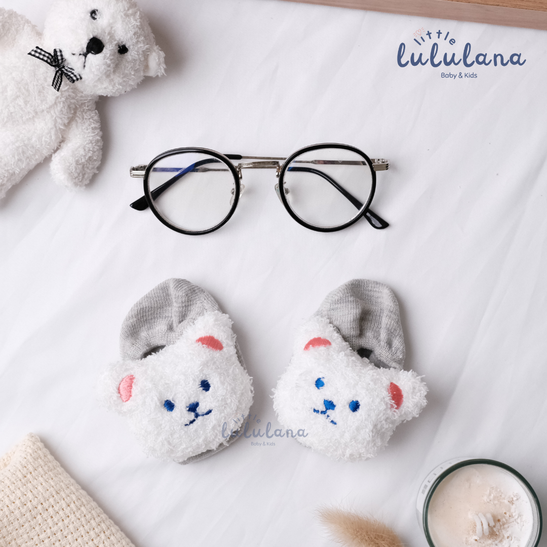 Kaos Kaki Newborn Motif LITTLE BEAR Anti Slip Unisex Sepatu Anak Bayi 3D