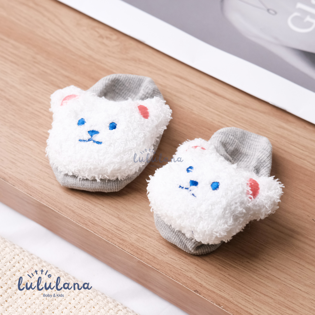 Kaos Kaki Newborn Motif LITTLE BEAR Anti Slip Unisex Sepatu Anak Bayi 3D