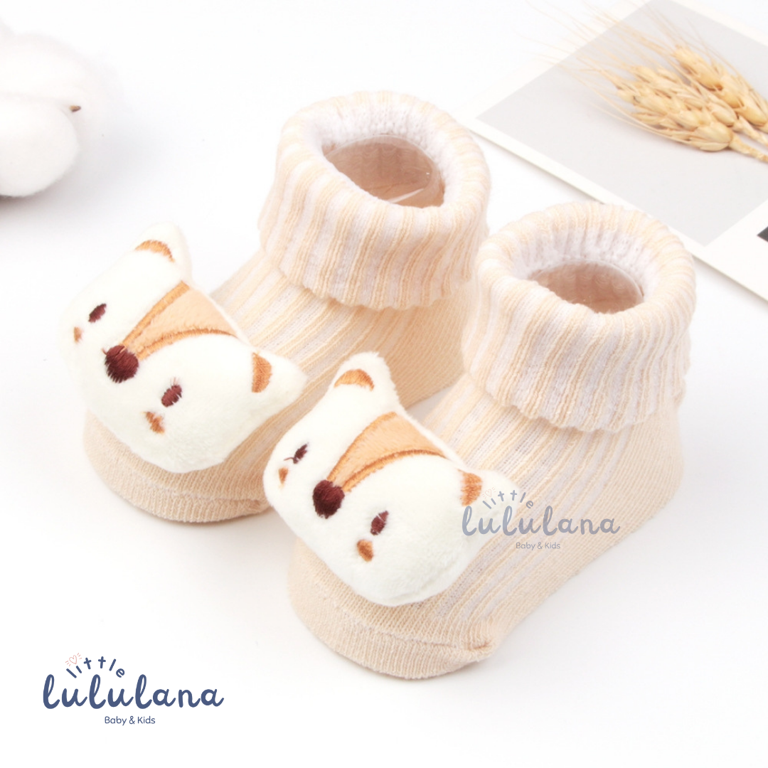 Kaos Kaki Newborn Motif ANIMAL Anti Slip Unisex Sepatu Anak Bayi 3D