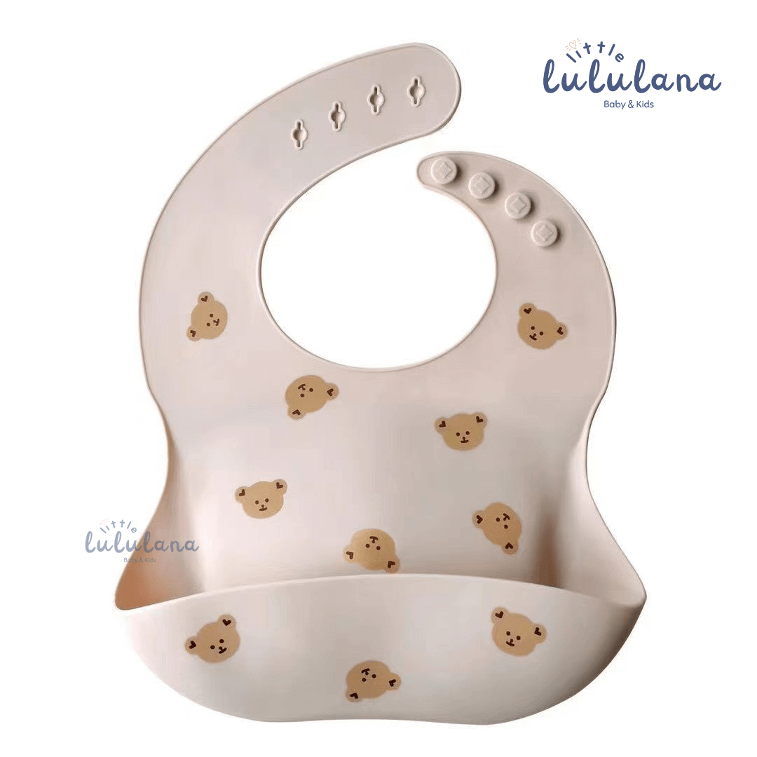 Bib Silikon Premium Little Bear Celemek Makan Anak