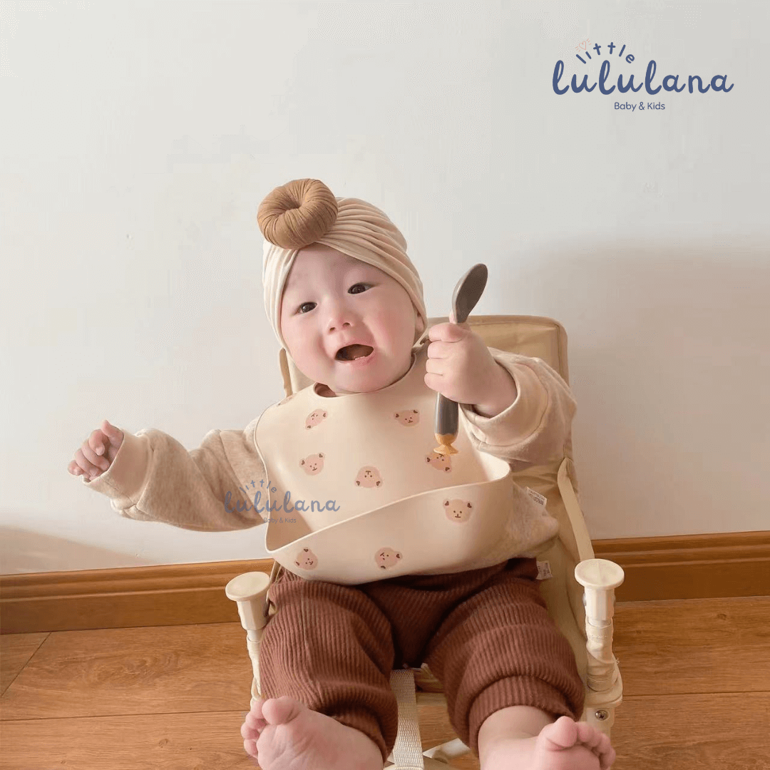 Bib Silikon Premium Little Bear Celemek Makan Anak