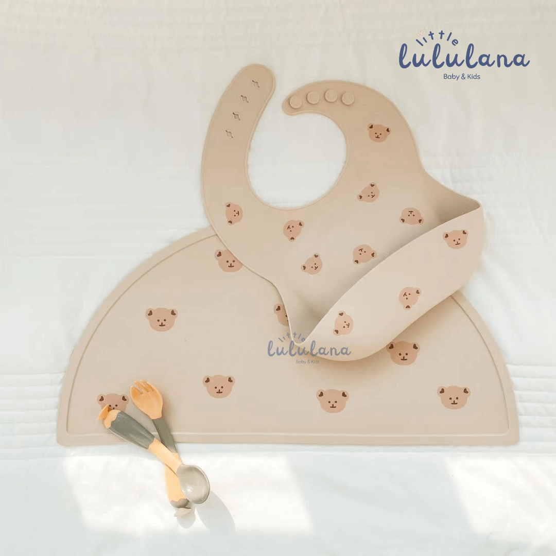 Bib Silikon Premium Little Bear Celemek Makan Anak