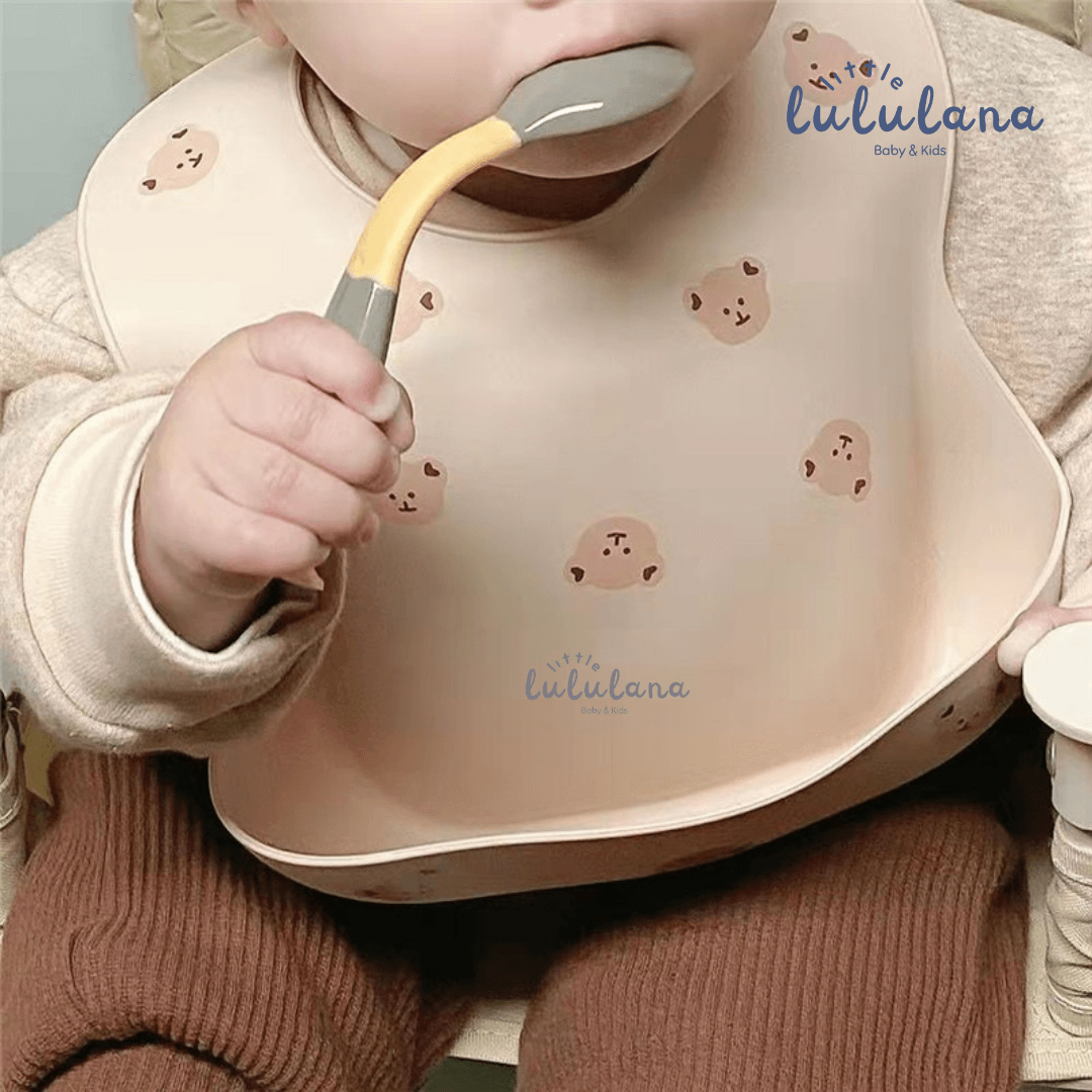 Bib Silikon Premium Little Bear Celemek Makan Anak