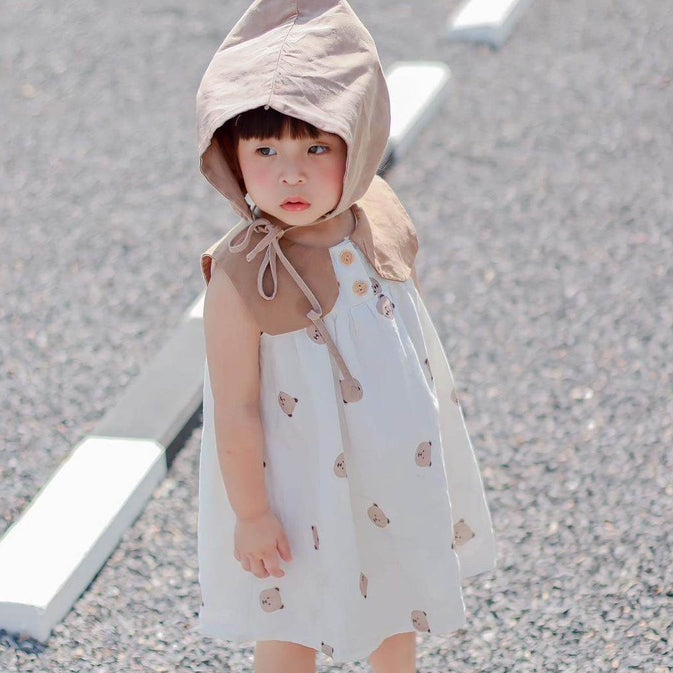 Dress Bear Baby Girl | Baju Dress Anak Kecil Bayi Perempuan Motif Beruang